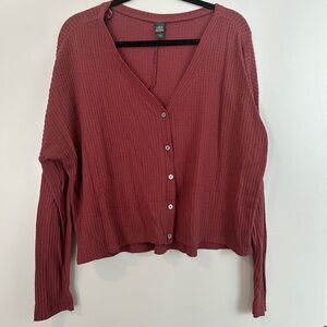 Wild Fable Maroon Long Sleeve Button-Up Top